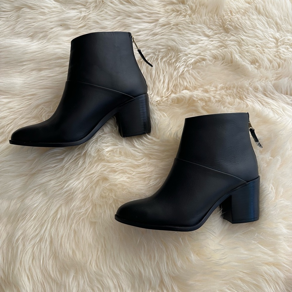 Nisolo Black Ankle Booties with Wedge Heel